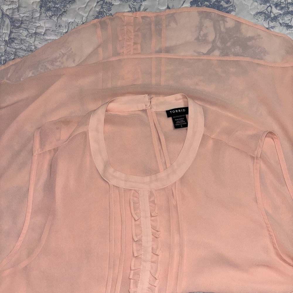 Torrid Peach Ruffle Blouse - Picture 3 of 4